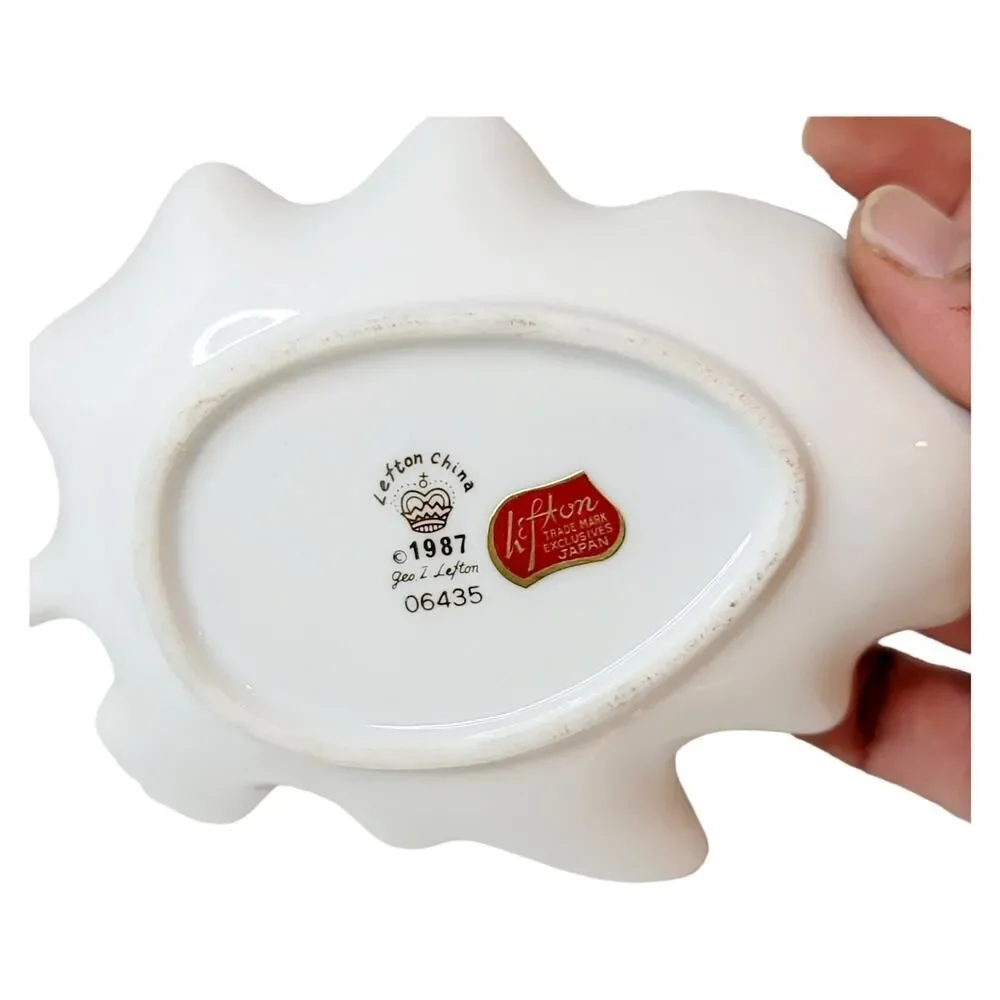 Vintage 1987 Lefton‎ Christmas Poinsettias & Holly Candy Nut Trinket Dish JAPAN